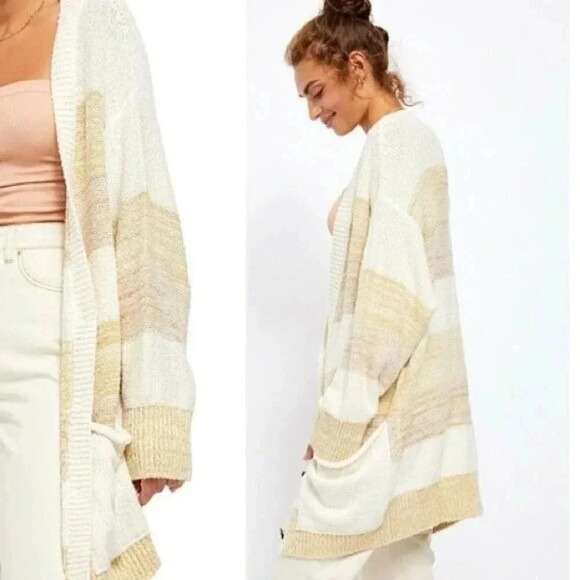 Free People Size XS Grains Combo Southport Beach Oversized Cardigan Sweater NEW! - Picture 6 of 10